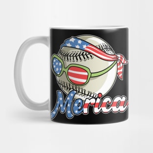 Baseball Merica USA 4th Of July Independence Day Mug